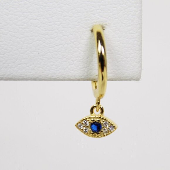 new in box! evil eye dainty delicate hoops huggies pave CZ - Picture 5 of 8